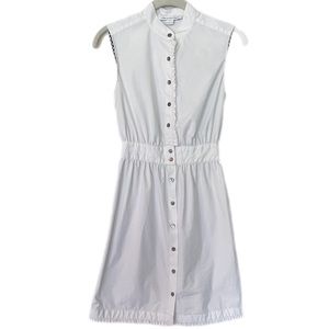 Diane Von Furstenberg White, button up down, sleeveless mini short dress Sz 0